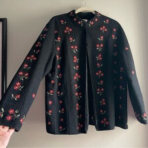 Talbot’s Woman 100% Wool Vintage Embroidered Floral Cardigan